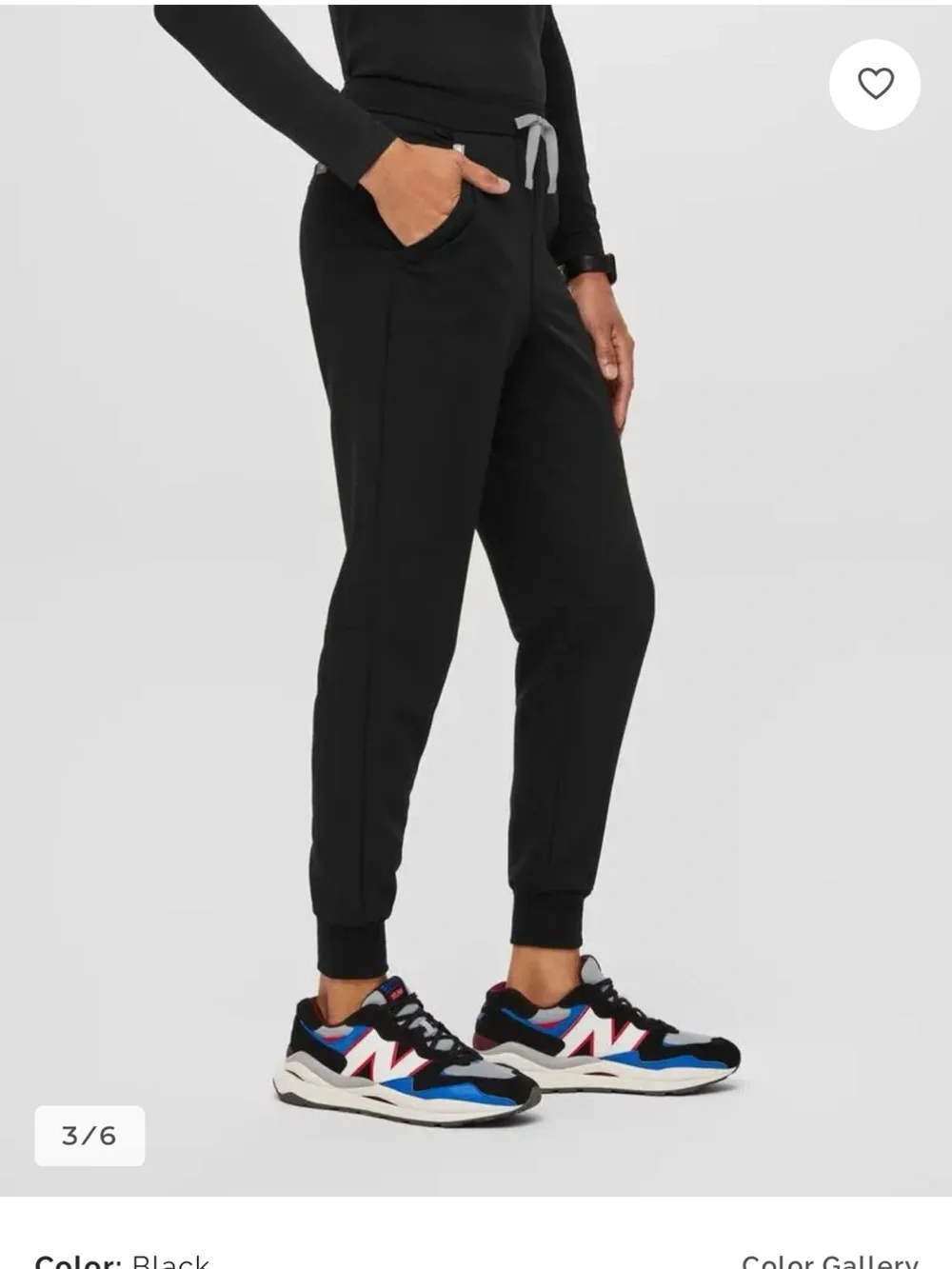 Figs Men's Black Joggers with White Drawstring